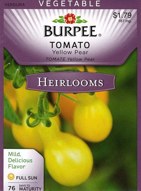 Burpee 63107 Heirloom Tomato Yellow Pear Seed Packet Uk Garden