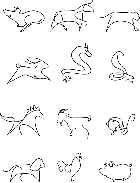 How many animal line drawings are there in the world? My students' work(Class 1404) : twelve Chinese zodiac on ...