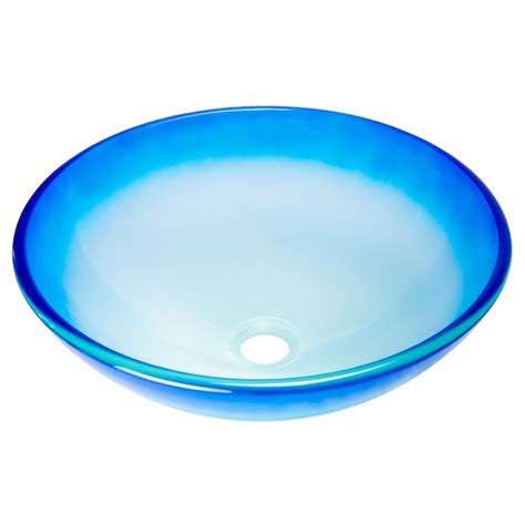 Eden Bath Blue Glass Vessel Round Modern Bathroom Sink 16375 In X 16