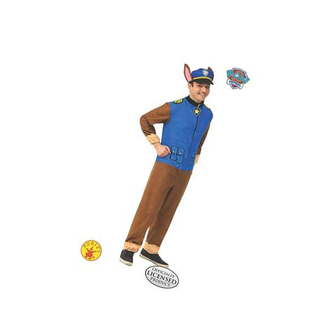 Mens Paw Patrol Adult Chase Costume Jumpsuit As Shown Standard Men