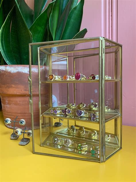 Mirrored Glass Curio Display Case For Rings