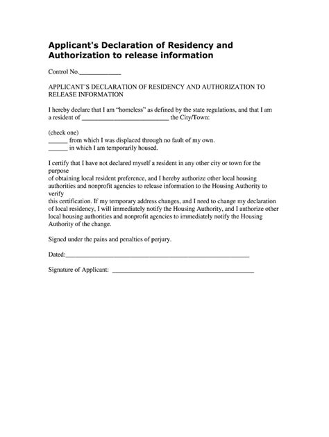 Declaration Of Residency Fill Online Printable Fillable Blank