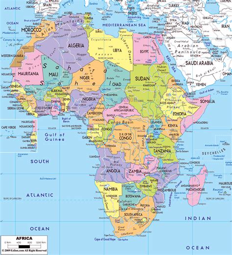 Mapa Politico Grande De Africa Con Alivio 2000 Africa