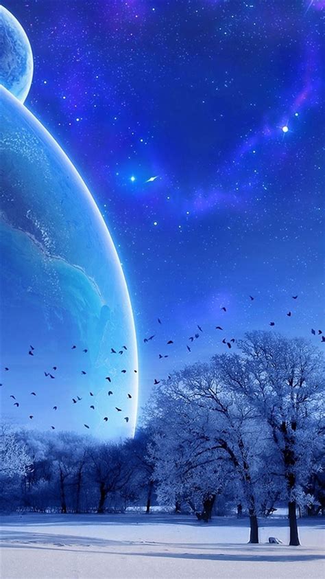 Fantasy Winter Skyscape Space View Iphone 8 Wallpapers Free Download