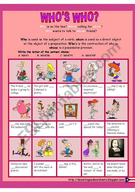 Who´s Who Esl Worksheet By Lizsantiago