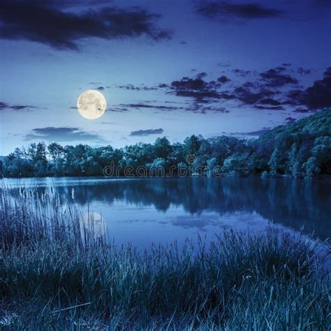 152 Luna Llena Sobre El Lago De La Noche Fotos Libres De Derechos Y