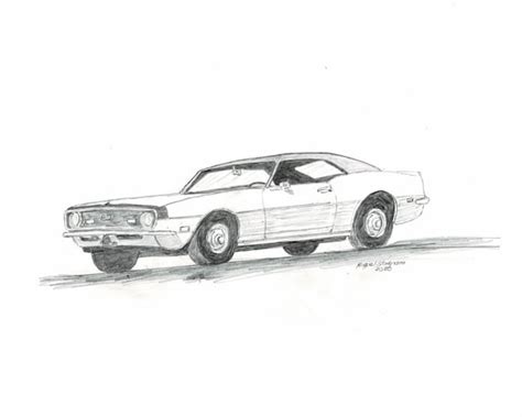 Original Chevrolet Camaro 1968pencil Drawingcar Pencil Etsy
