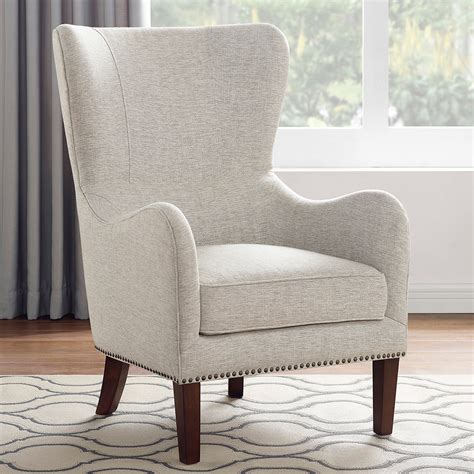 Serta Wingback Accent Arm Chair 225 Lbs Beige Fabric Upholstery