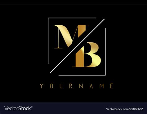 Mb Golden Letter Logo With Cutted And Intersected Vector Image