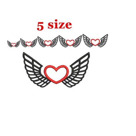 Winged Heart Embroidery Design Heart With Wings Angel Wing Inspire