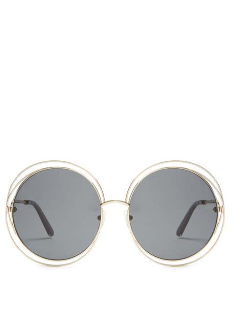 ChloÉ Carlina Round Oversized Sunglasses 62mm In Goldgray Gradient Modesens