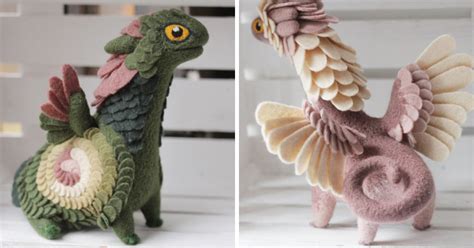 Felt Dragons By Russian Artist Each Made With Tiny Details To Reveal