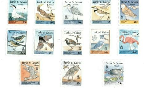 Turks And Caicos 1995 Bird Definitives Set Of Thirteen MNH