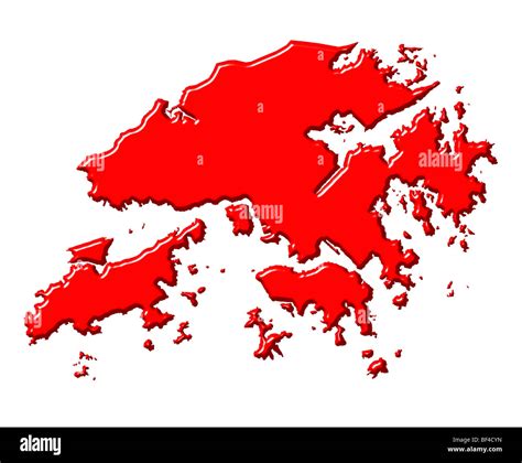 Hong Kong 3d Map With National Color Stock Photo Alamy
