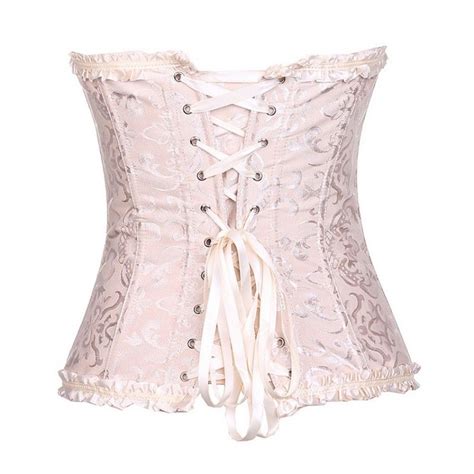 Frill Jacquard Brocade Corset Wholesale Plus Size Lace Up Women Ribbon Floral Embroidery