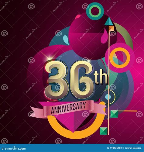 36th Anniversary Party Poster Banner And Invitation Stock Vector