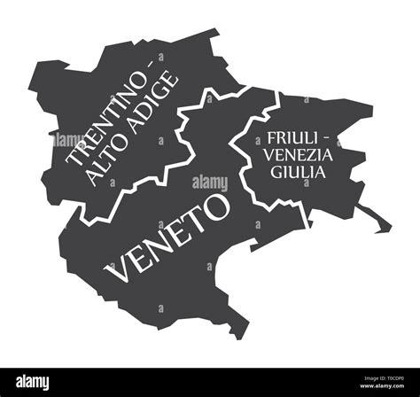 Trentino Alto Adige Veneto Friuli Venezia Giulia Region Map