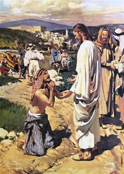 Jesus Heals Ten Sick Men Vintage Print Poster Religious Etsy