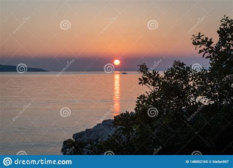 Sunset Over The Sea In Croatia Blue Sky Stock Image Image Of Orange Destination