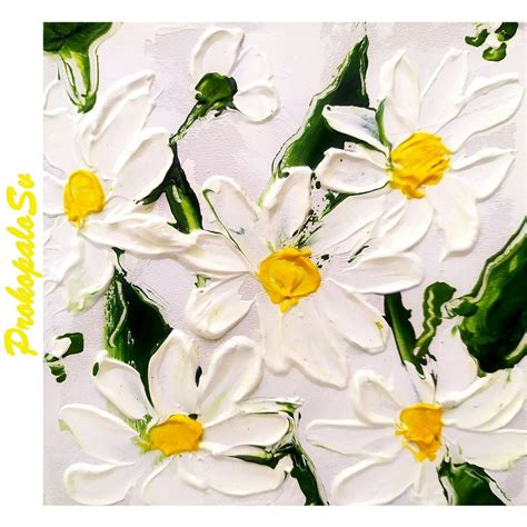White Daisy Impasto Oil Painting The Most Loved Ts Etsy