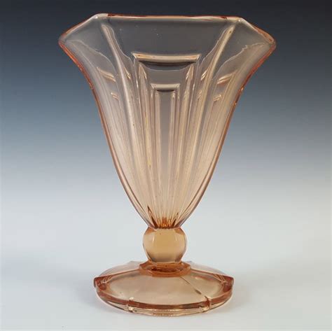 czech vintage art deco 1930 s pink glass vase pink glass vase pink glass art deco glass