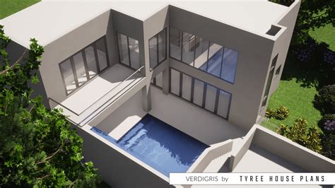 Verdigris Modern Pool Courtyard Home By Tyree House Plans