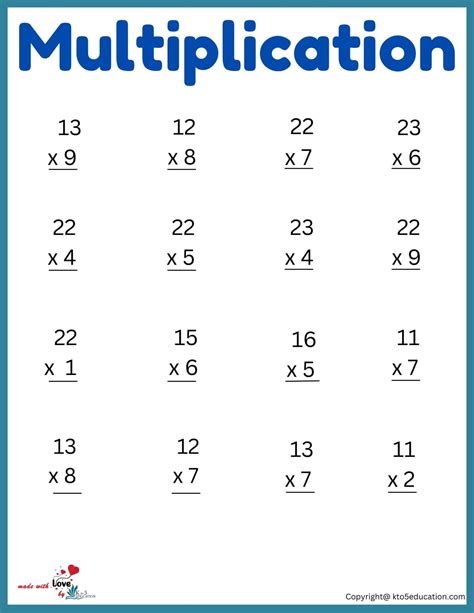 2nd Grade Multiplication Worksheet Free Download