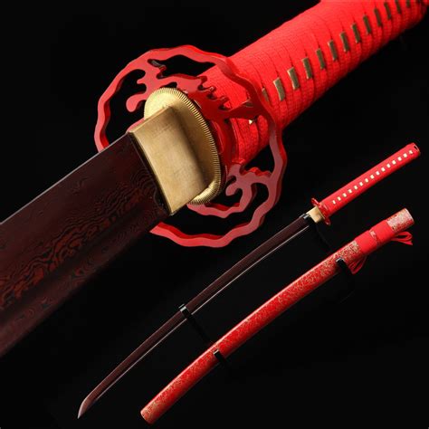 Red Katana Handmade Real Japanese Samurai Swords Etsy