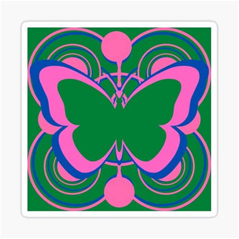 Green Psychedelic Butterfly Silhouette Sticker For Sale By