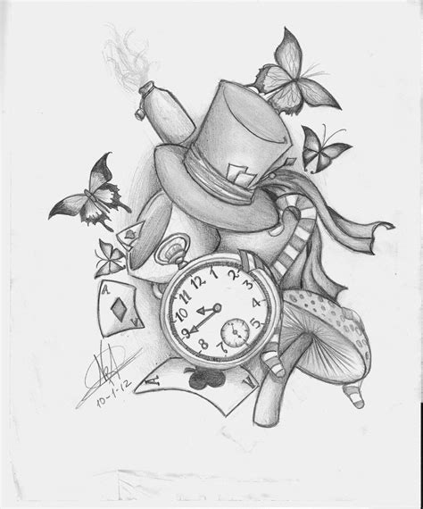 Alice In Wonderland Drawing Pencil Sketch Colorful Realistic Art