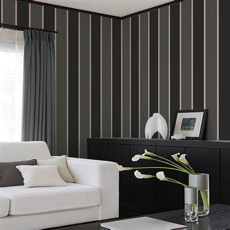 Galerie Smart Stripes 2 Wide Stripe Wallpaper G67544 Black Grey