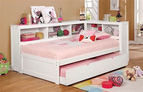 The headboard offers plenty of nooks for all of your child's favorite books. CM1738WH-F Harriett bee frankie white finish wood full ...