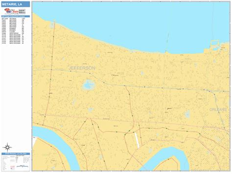 Metairie Louisiana Wall Map Basic Style By Marketmaps