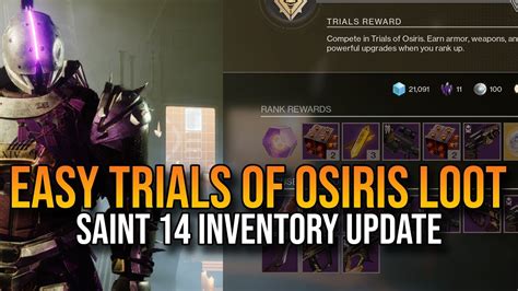 New Saint 14 Inventory Easy Trials Of Osiris Loot Youtube
