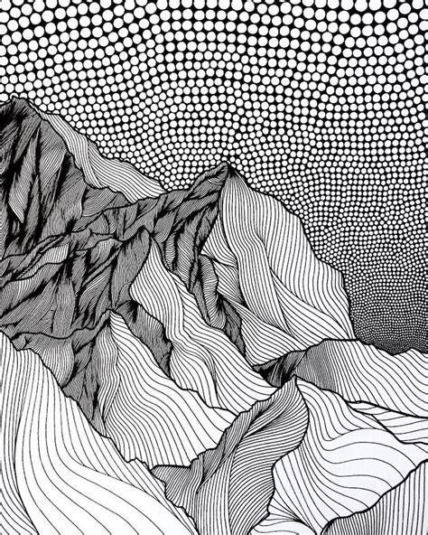 Christa Rijneveld Creates Pen And Ink Line Drawings Of Mountains