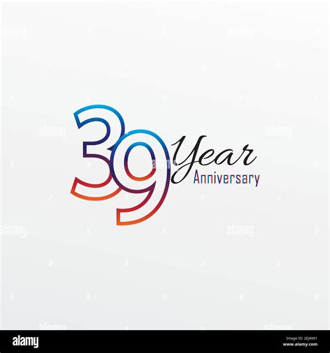 39 Years Anniversary Celebration Blue Colors Comical Design Logotype