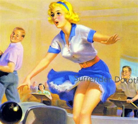 blonde bowler loses her panties vintage pinup girl poster print to frame mid century cheesecake