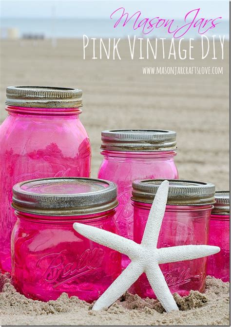Pink Vintage Look Mason Jars Mason Jar Crafts Love