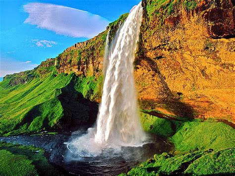 Top Amazing Places On Earth Seljalandsfoss Waterfall Is Beautiful Waterfall From Iceland Country