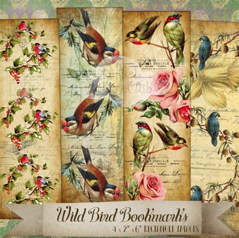 Wild Birds Bookmarks The Digital Collage Club