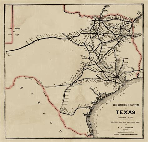 The Railroad System Of Texas 1881 Copano Bay Press