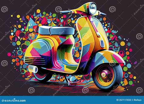 Modified Scooter In Color And Line Version Stock Illustration