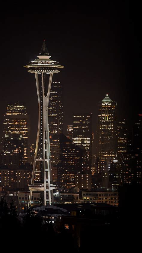 Seattle Space Needle Night City Skyline Hd Wallpaper Check More At