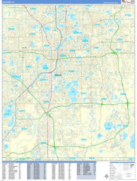 Orlando Florida Zip Code Maps Basic