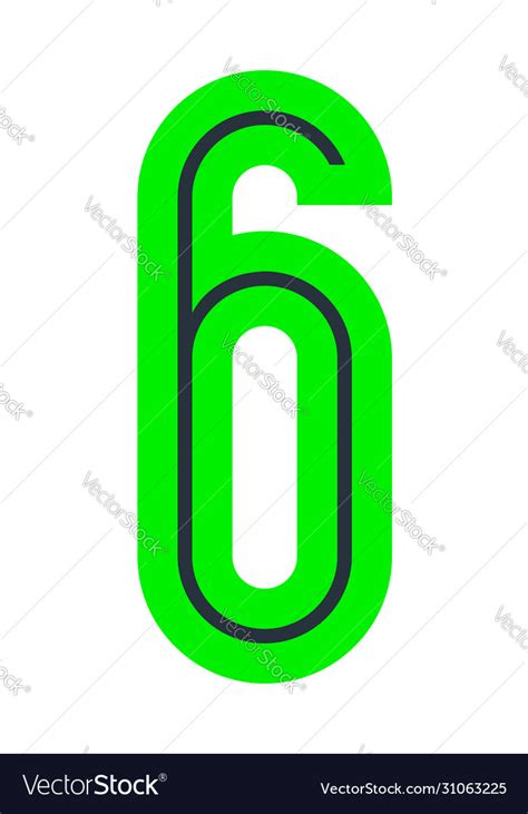 Font For Your Design Number Six In Simple Style Vector Image