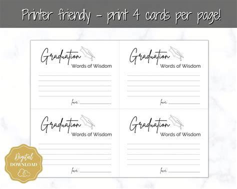 Graduation Advice And Wishes Card Printable Words Of Wisdom Template