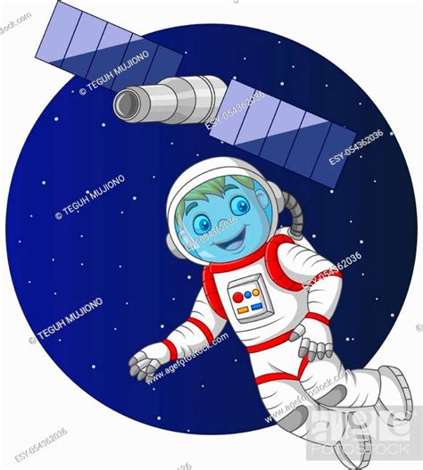Cartoon Boy Astronaut Flying In Space Stock Vector Vector And Low