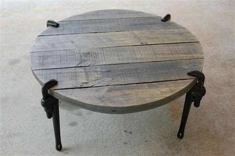 Round Industrial Wood Coffee Table By Sumsouthernsunshine On Etsy