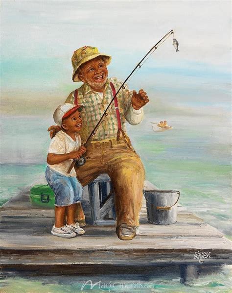 Fishing With Grandpa African American Art Cute Art Painting