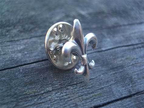 Handmade Tie Tack Lapel Pin With Fleur De Lis By Donna Okino Jewelry